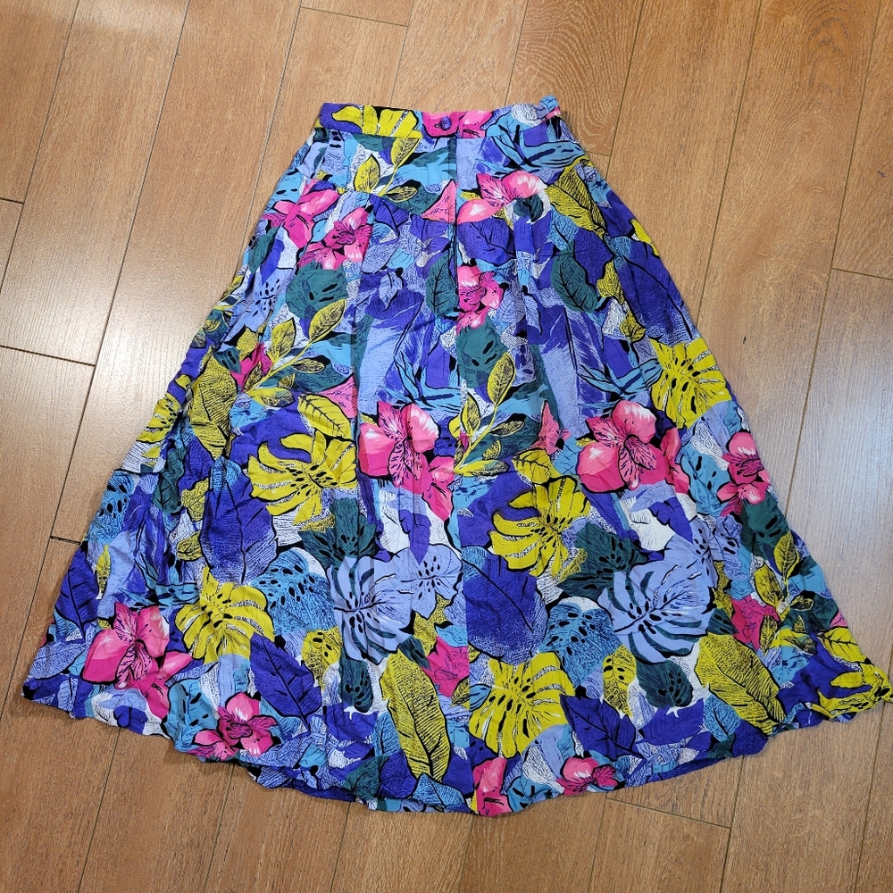Handmade Bright Tropical Print Skirt